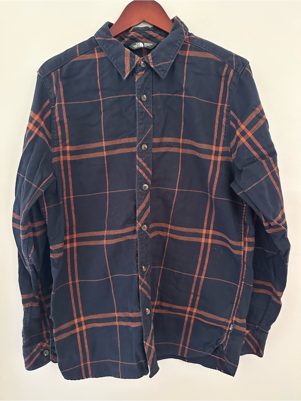 The North Face Navy & Brown Plaid Button-Up 100% Cotton Flannel Mid-Weight Shirt